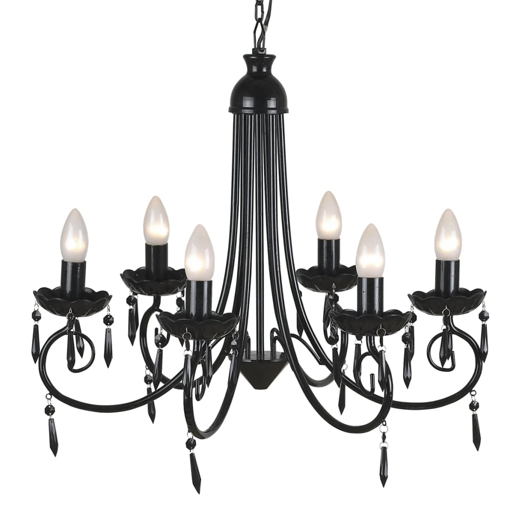 Lampă de tavan Candelabru elegant negru 6 fasunguri pentru becuri Lampă de tavan Candelabru elegant negru 6 fasunguri pentru becuri