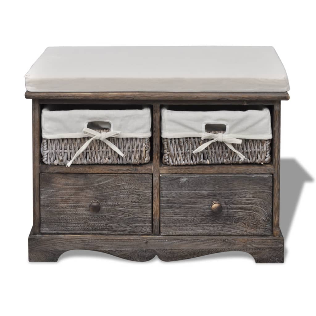 vidaXL Bancă de depozitare, maro, 62x33x42 cm, lemn de paulownia vidaXL Bancă de depozitare, maro, 62x33x42 cm, lemn de paulownia