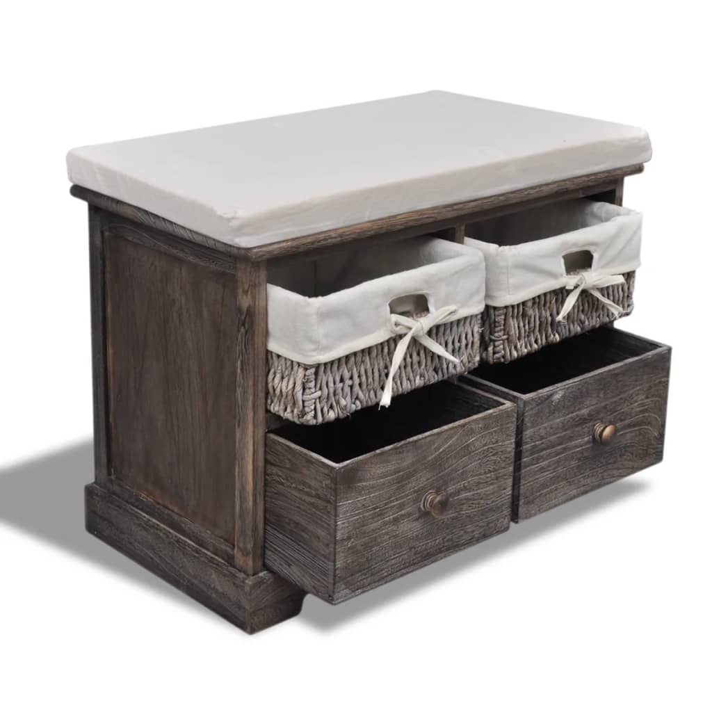 vidaXL Bancă de depozitare, maro, 62x33x42 cm, lemn de paulownia vidaXL Bancă de depozitare, maro, 62x33x42 cm, lemn de paulownia