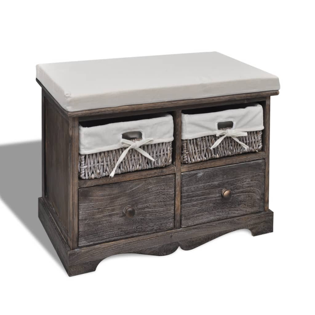 vidaXL Bancă de depozitare, maro, 62x33x42 cm, lemn de paulownia vidaXL Bancă de depozitare, maro, 62x33x42 cm, lemn de paulownia