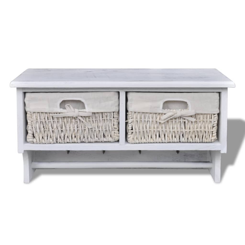 vidaXL Raft de perete, alb, 60 x 23,5 x 33 cm, lemn de paulownia vidaXL Raft de perete, alb, 60 x 23,5 x 33 cm, lemn de paulownia