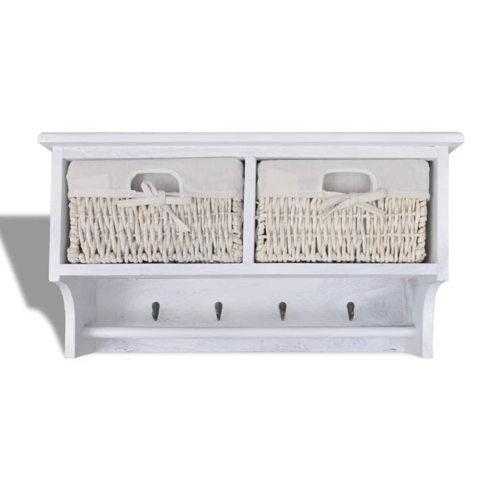 vidaXL Raft de perete, alb, 60 x 23,5 x 33 cm, lemn de paulownia vidaXL Raft de perete, alb, 60 x 23,5 x 33 cm, lemn de paulownia