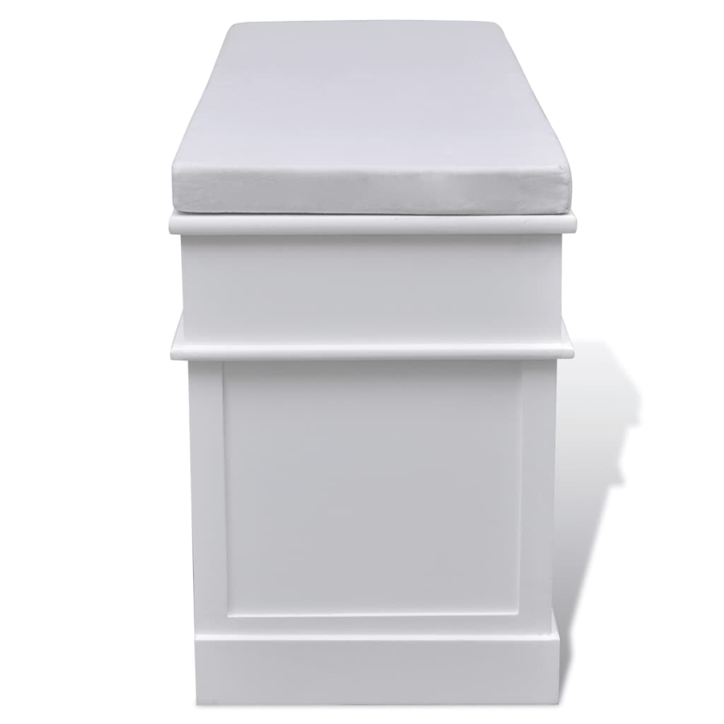 Bancă albă de intrare, cu depozitare și pernă, 2 sertare, 3 coșuri Bancă albă de intrare, cu depozitare și pernă, 2 sertare, 3 coșuri