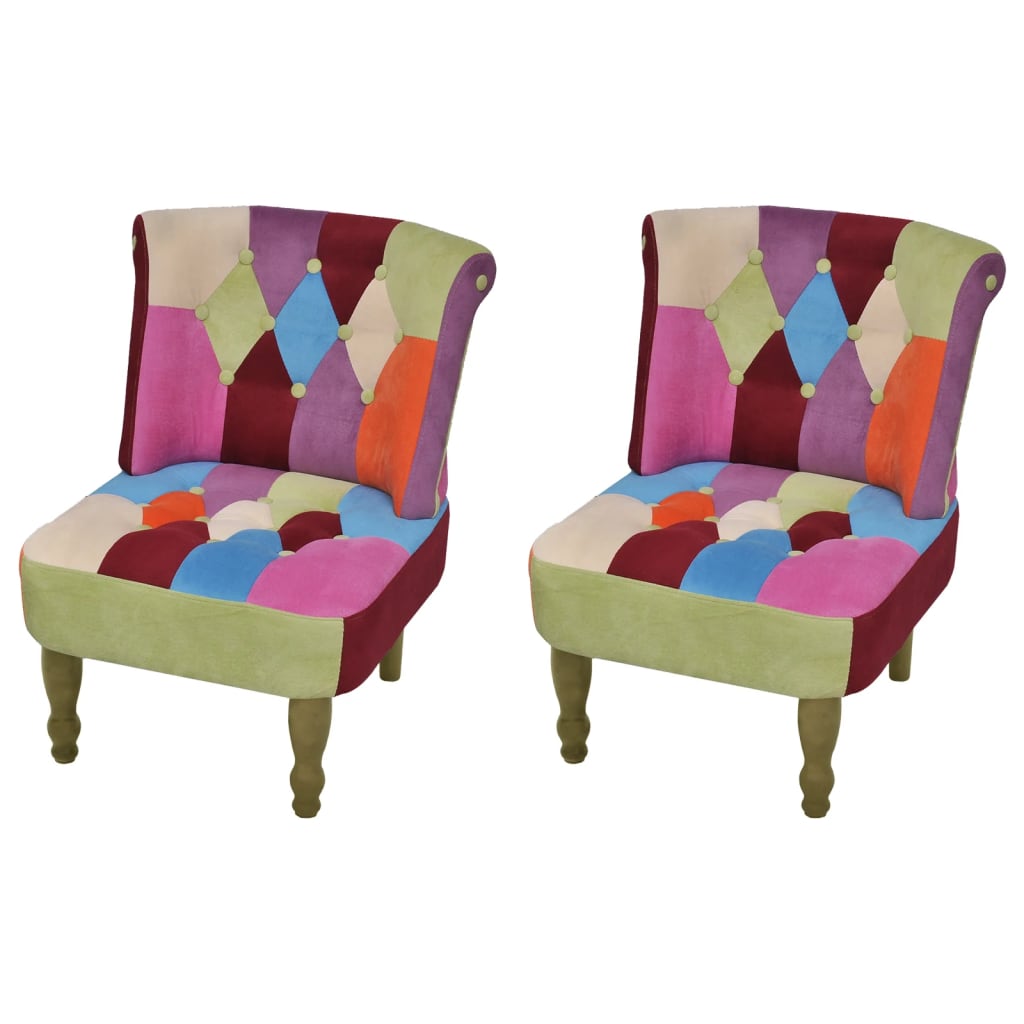 vidaXL Fotolii franțuzești, 2 buc., model mozaic, material textil