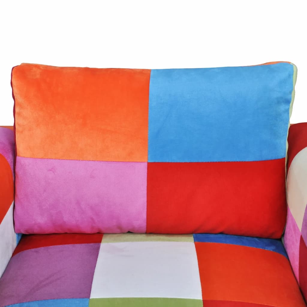 vidaXL Fotoliu cub, picioare cromate, model Patchwork, material textil