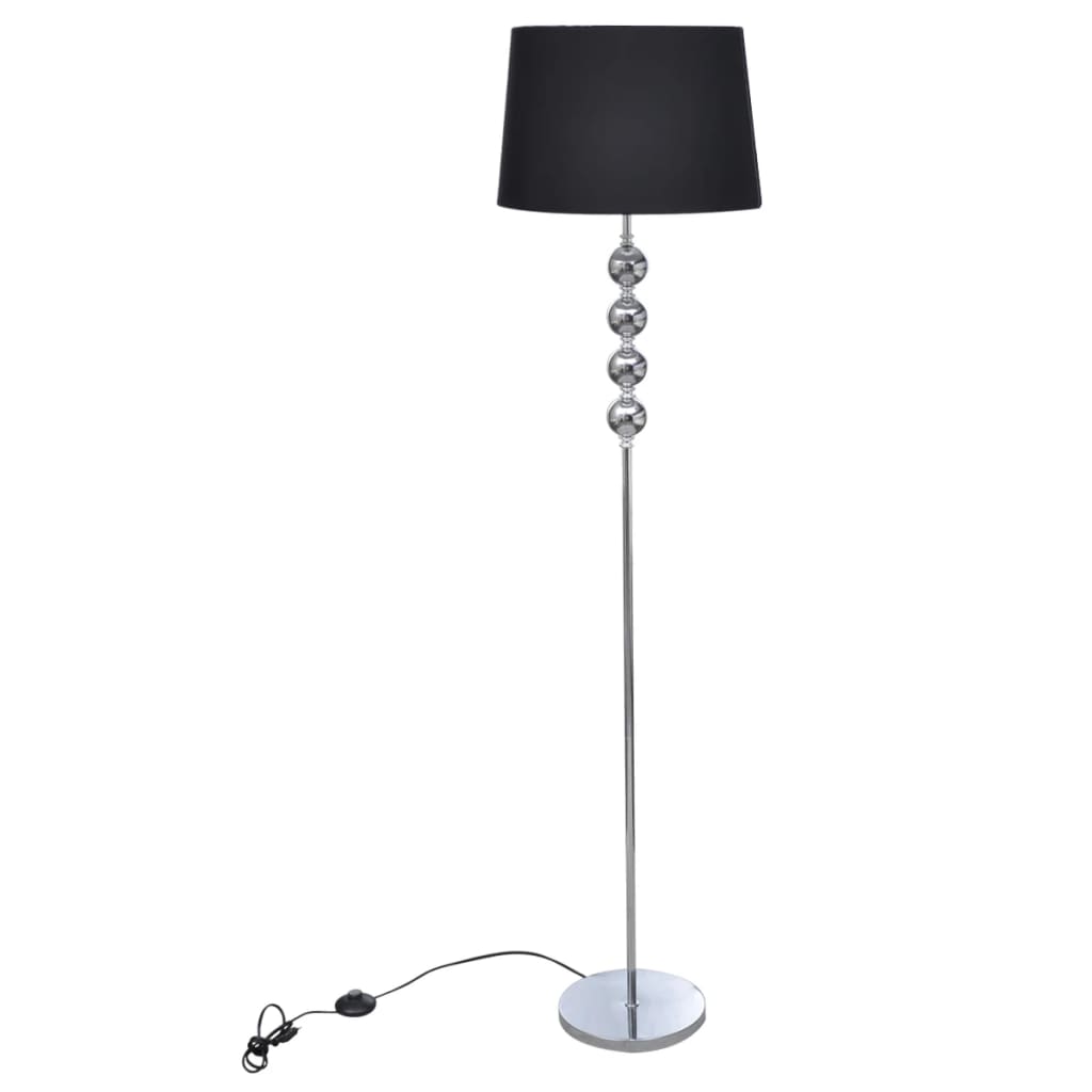 Lampă de podea abajur suport înalt, 4 bile decorative, negru Lampă de podea abajur suport înalt, 4 bile decorative, negru