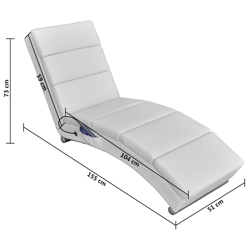 vidaXL Șezlong de masaj, alb, piele ecologică vidaXL Șezlong de masaj, alb, piele ecologică
