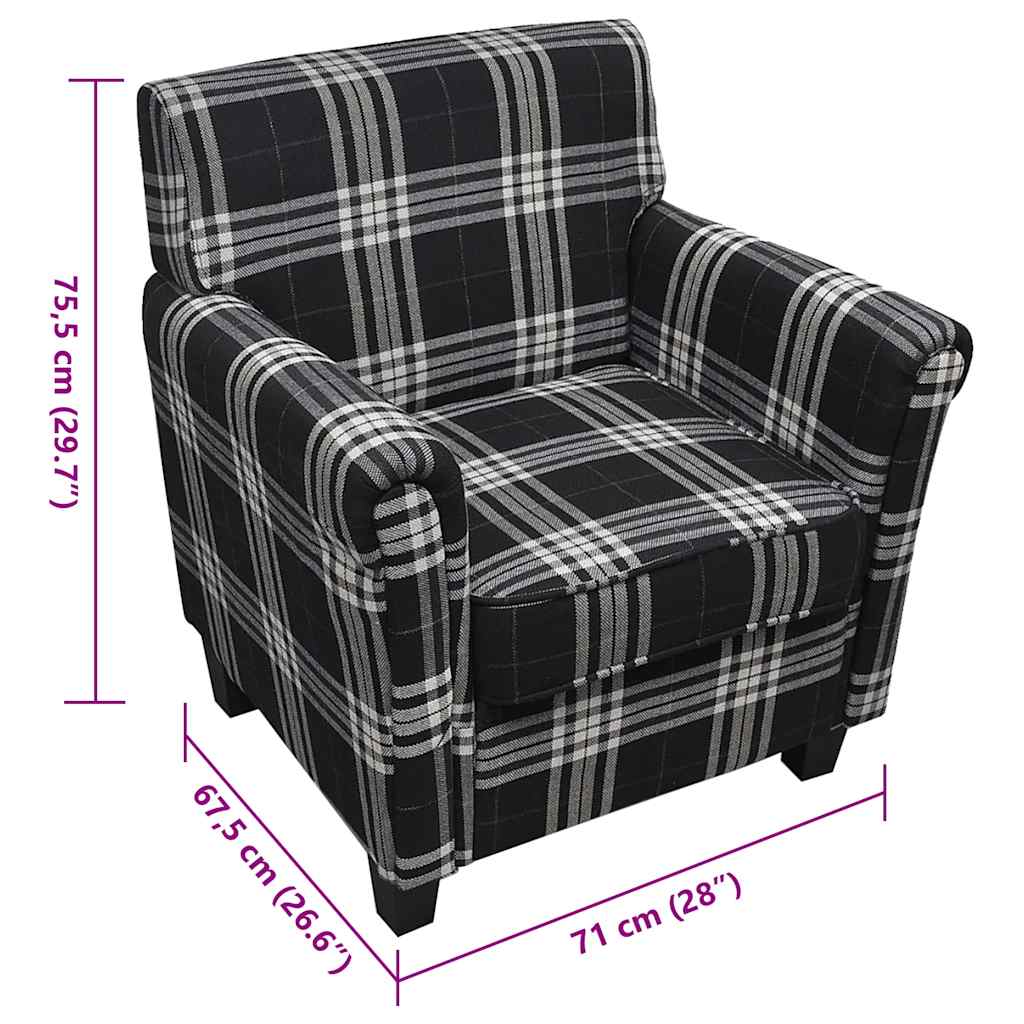 vidaXL Fotoliu cu pernă, negru, material textil