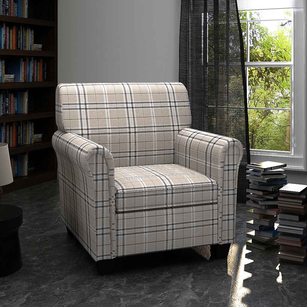 vidaXL Fotoliu cu pernă, crem, material textil vidaXL Fotoliu cu pernă, crem, material textil