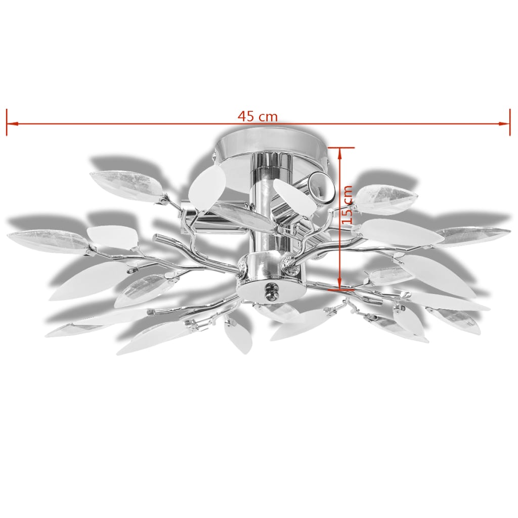 Lustră cu frunze cristal acrilic, alb/transparent, pentru 3 becuri E14 Lustră cu frunze cristal acrilic, alb/transparent, pentru 3 becuri E14