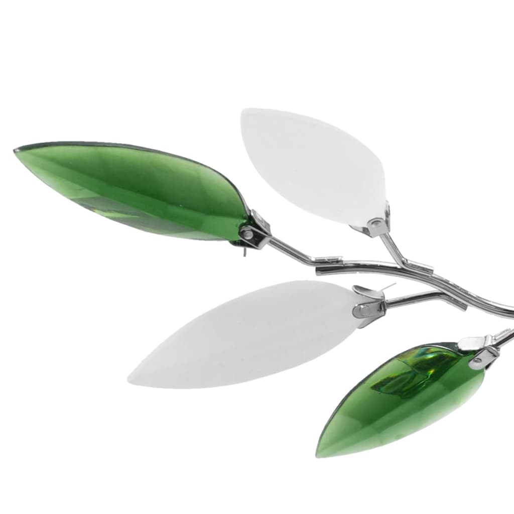 Lustră cu frunze cristal acrilic, alb/verde, pentru 3 becuri E14 Lustră cu frunze cristal acrilic, alb/verde, pentru 3 becuri E14