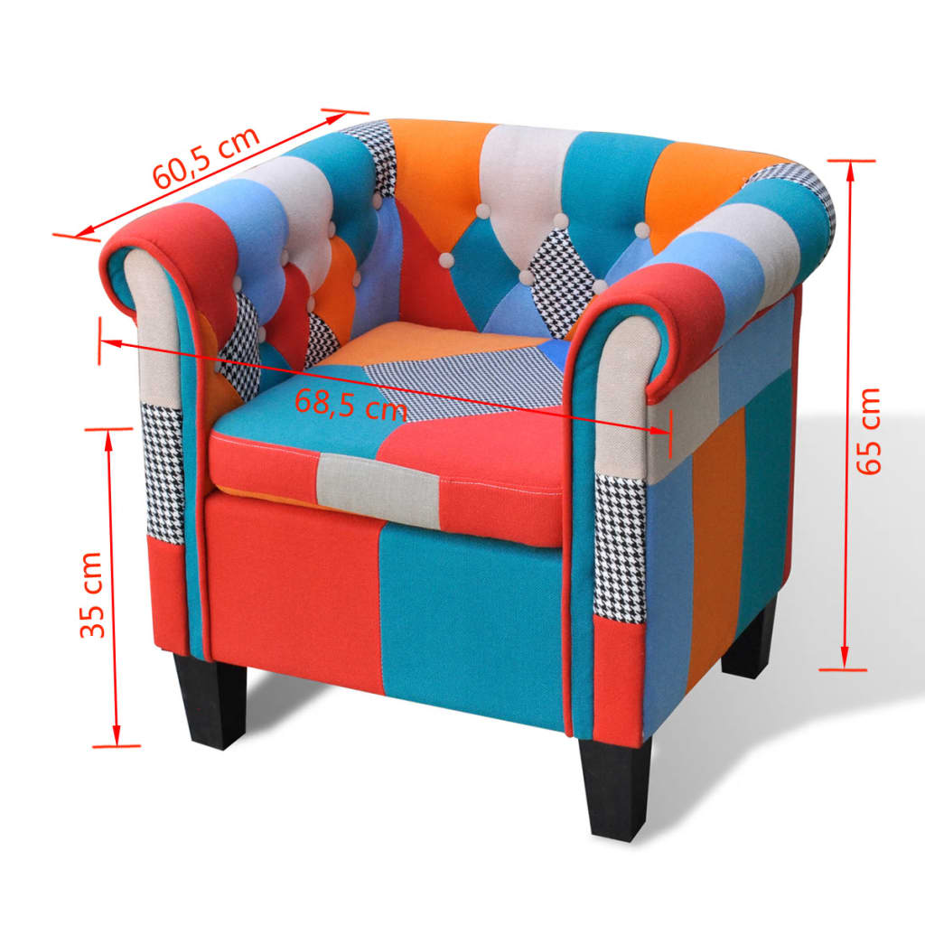 vidaXL Fotoliu cu model Patchwork, material textil vidaXL Fotoliu cu model Patchwork, material textil