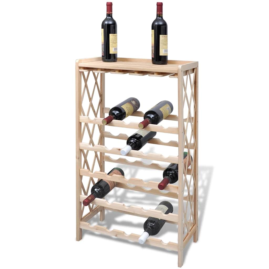 vidaXL Suport pentru 25 de sticle de vin, lemn masiv de brad vidaXL Suport pentru 25 de sticle de vin, lemn masiv de brad