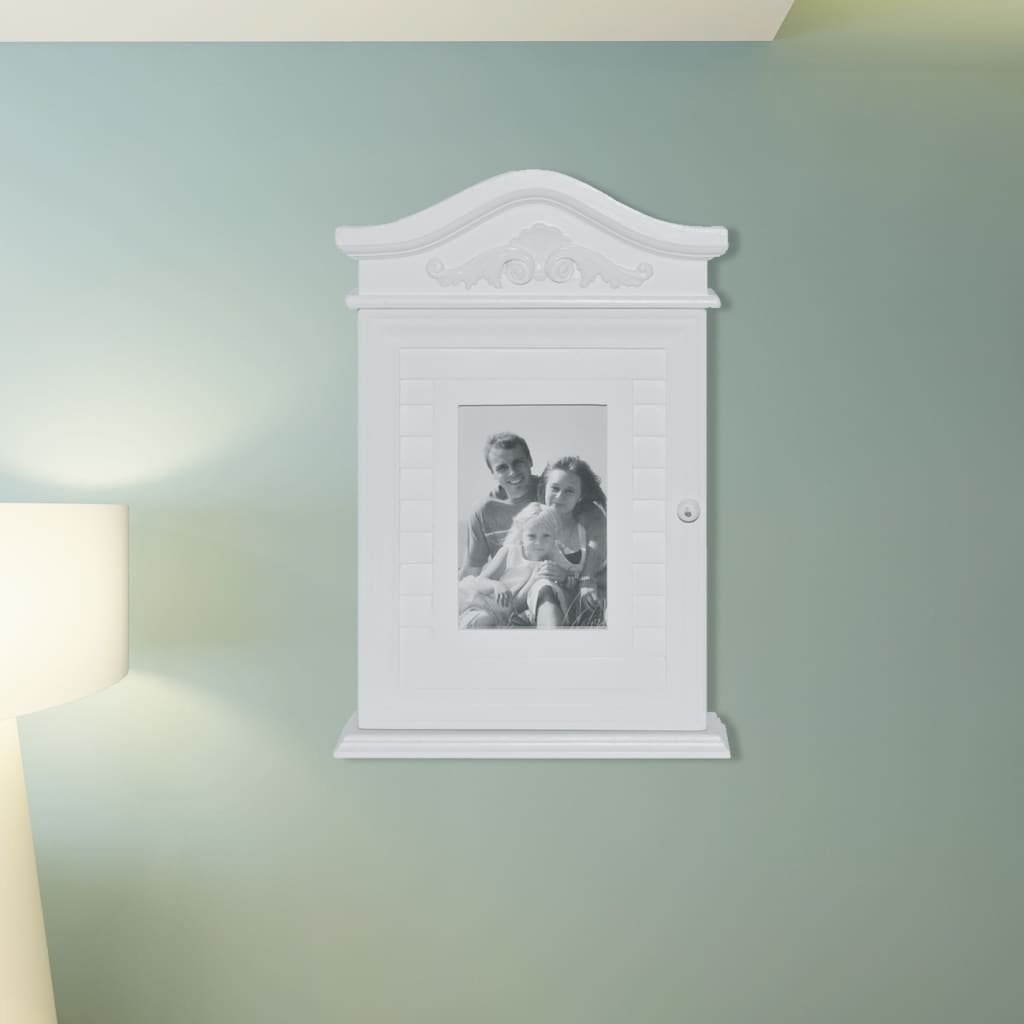 vidaXL Dulap pentru chei cu ramă foto, alb vidaXL Dulap pentru chei cu ramă foto, alb
