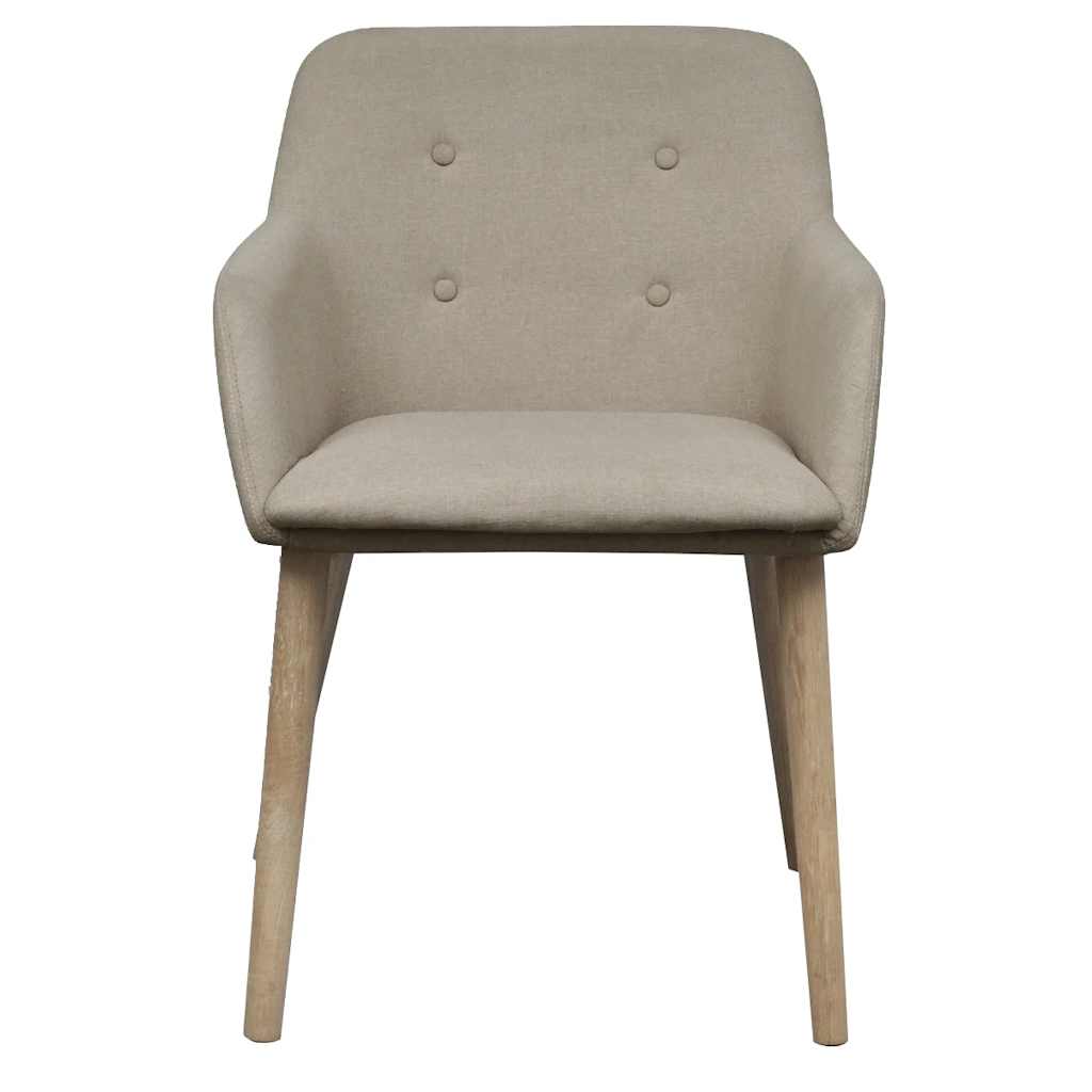 vidaXL Scaune de bucătărie, 2 buc, bej, textil & lemn de stejar masiv vidaXL Scaune de bucătărie, 2 buc, bej, textil & lemn de stejar masiv