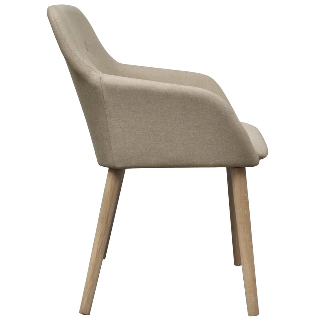vidaXL Scaune de bucătărie, 2 buc, bej, textil & lemn de stejar masiv vidaXL Scaune de bucătărie, 2 buc, bej, textil & lemn de stejar masiv
