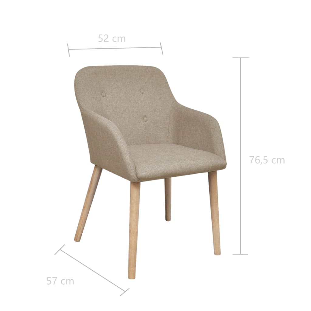 vidaXL Scaune de bucătărie, 2 buc, bej, textil & lemn de stejar masiv vidaXL Scaune de bucătărie, 2 buc, bej, textil & lemn de stejar masiv