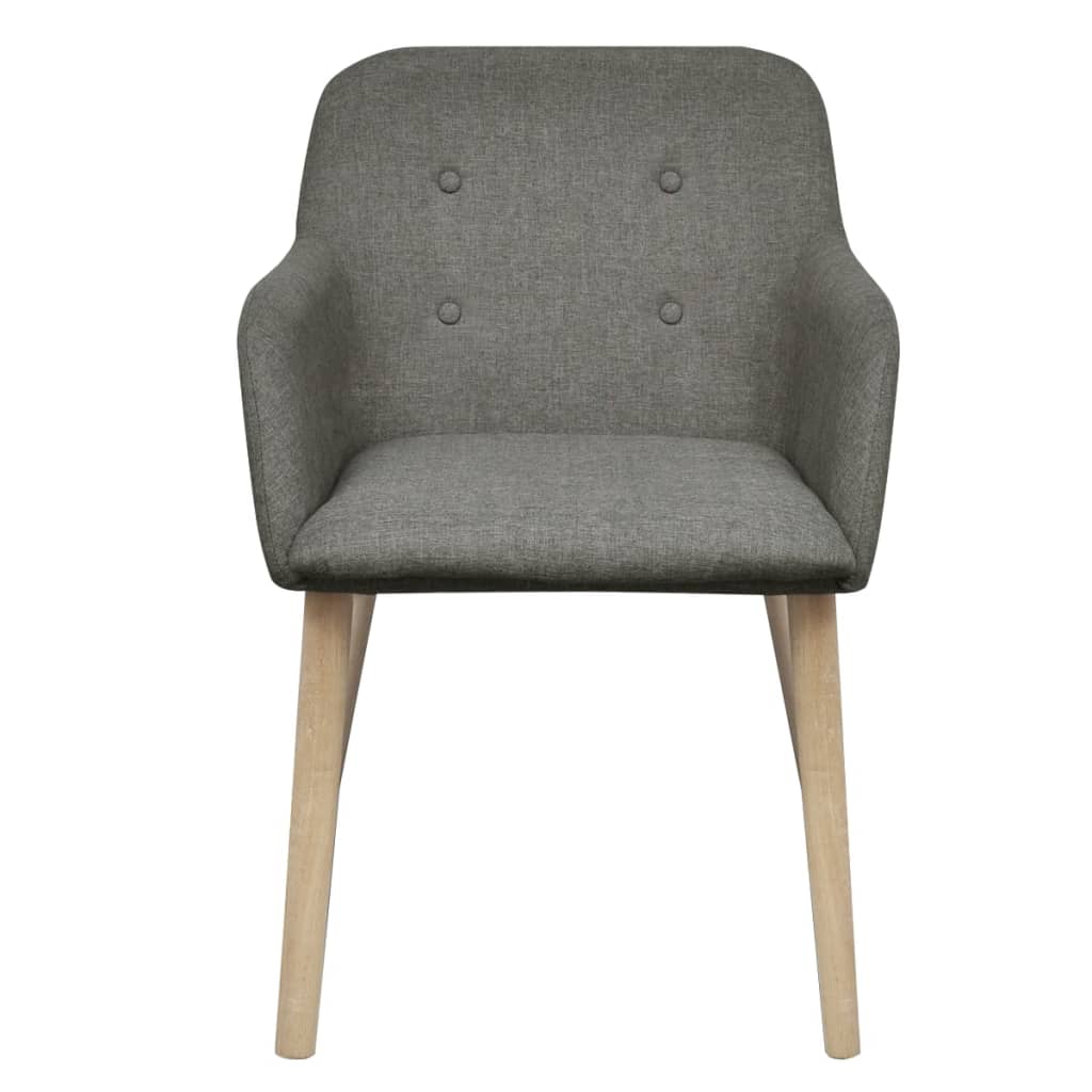 vidaXL Scaune bucătărie 2 buc, gri deschis, textil & lemn stejar masiv vidaXL Scaune bucătărie 2 buc, gri deschis, textil & lemn stejar masiv