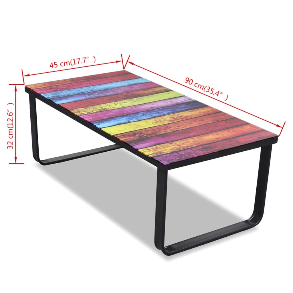vidaXL Măsuță de cafea cu blat din sticlă, model curcubeu vidaXL Măsuță de cafea cu blat din sticlă, model curcubeu