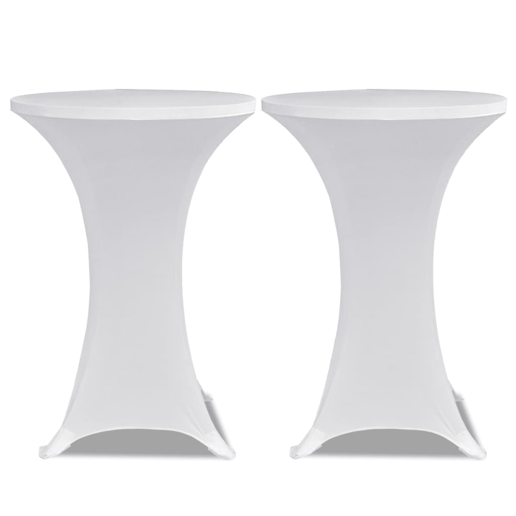 vidaXL Husă de masă cu picior Ø60 cm, 2 buc., alb, elastic vidaXL Husă de masă cu picior Ø60 cm, 2 buc., alb, elastic