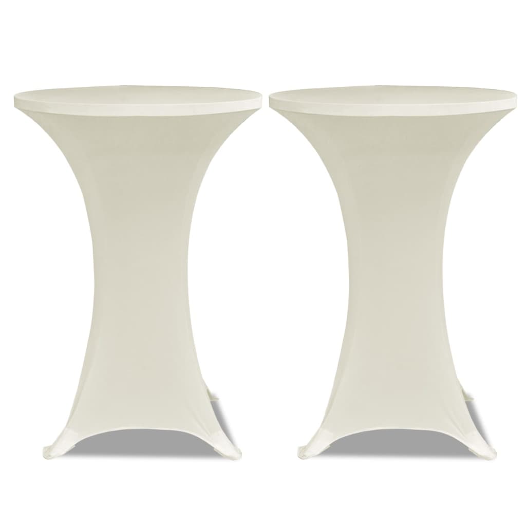 vidaXL Husă de masă cu picior Ø70 cm, 2 buc., crem, elastic vidaXL Husă de masă cu picior Ø70 cm, 2 buc., crem, elastic