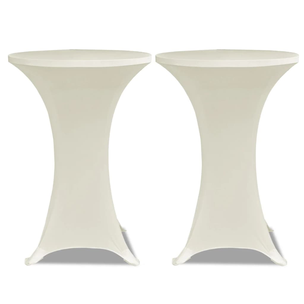 vidaXL Husă de masă cu picior Ø80 cm, 2 buc., crem, elastic vidaXL Husă de masă cu picior Ø80 cm, 2 buc., crem, elastic