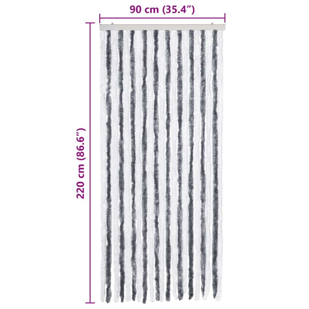 vidaXL Perdea pentru insecte, gri și alb, 90x220 cm, Chenille vidaXL Perdea pentru insecte, gri și alb, 90x220 cm, Chenille