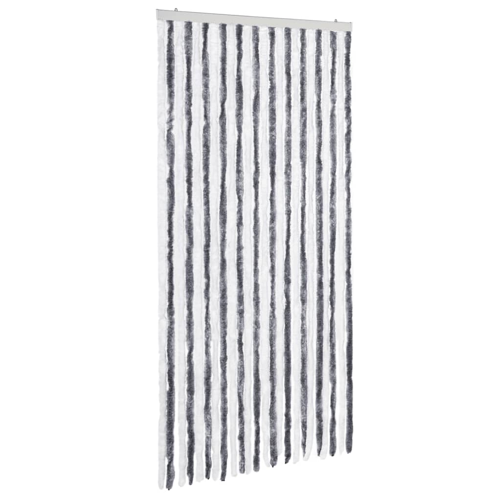 vidaXL Perdea pentru insecte, gri și alb, 100x220 cm, Chenille vidaXL Perdea pentru insecte, gri și alb, 100x220 cm, Chenille