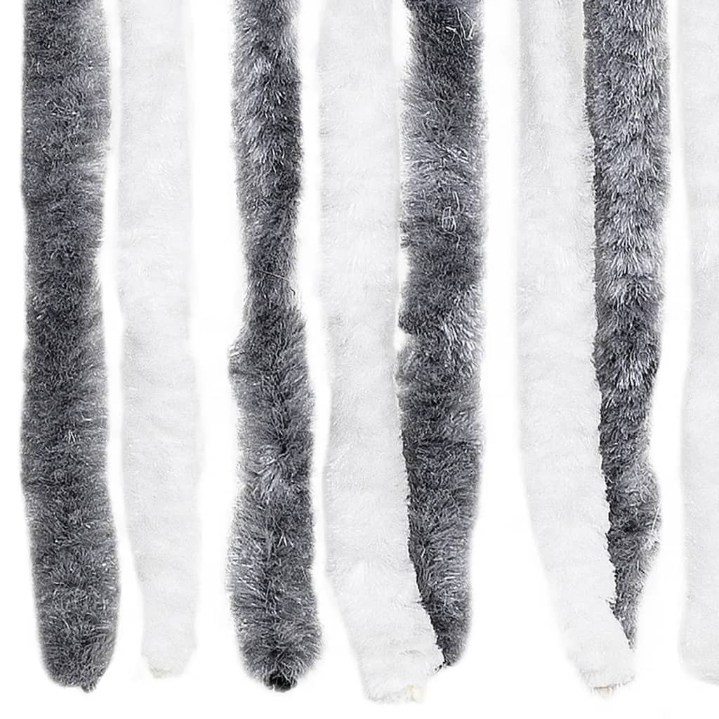 vidaXL Perdea pentru insecte, gri și alb, 100x220 cm, Chenille vidaXL Perdea pentru insecte, gri și alb, 100x220 cm, Chenille