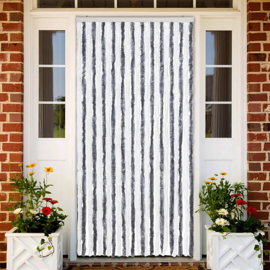 vidaXL Perdea pentru insecte, gri și alb, 100x220 cm, Chenille vidaXL Perdea pentru insecte, gri și alb, 100x220 cm, Chenille