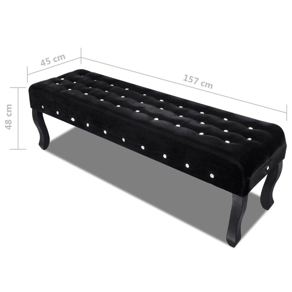 vidaXL Bancă din catifea, cu nasturi de cristal, negru