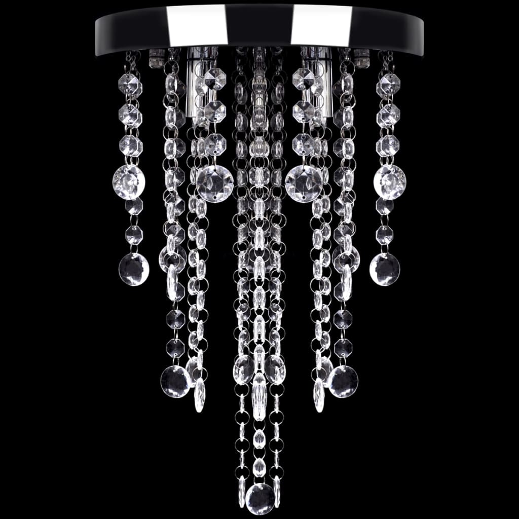 Plafonieră din metal alb, cu mărgele de cristal Plafonieră din metal alb, cu mărgele de cristal
