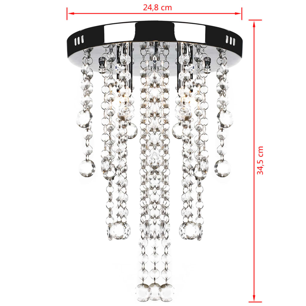 Plafonieră din metal alb, cu mărgele de cristal Plafonieră din metal alb, cu mărgele de cristal