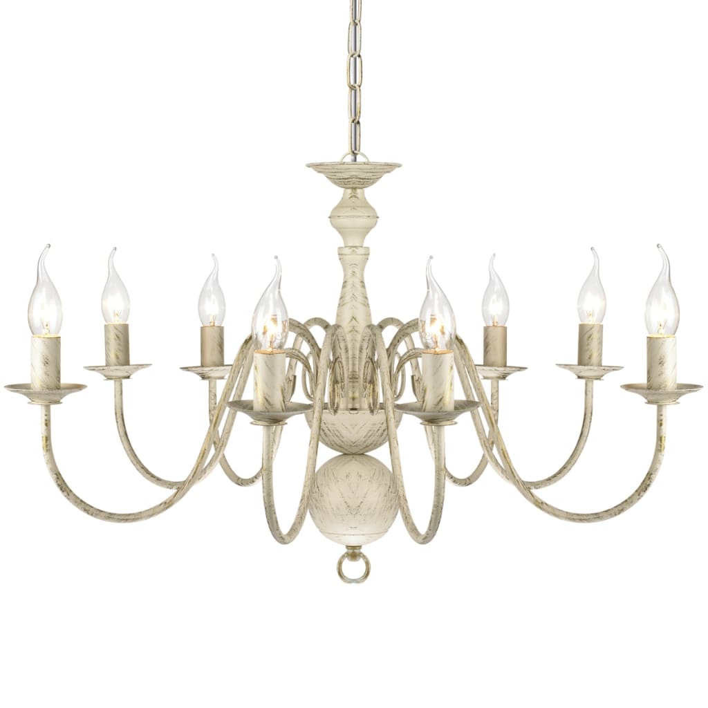 Candelabru alb de metal în stil antic 8 x becuri E14 Candelabru alb de metal în stil antic 8 x becuri E14