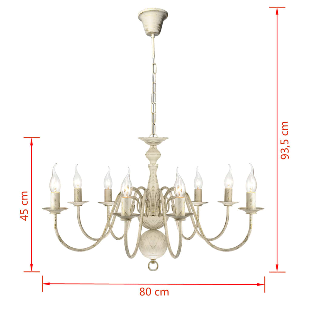 Candelabru alb de metal în stil antic 8 x becuri E14 Candelabru alb de metal în stil antic 8 x becuri E14