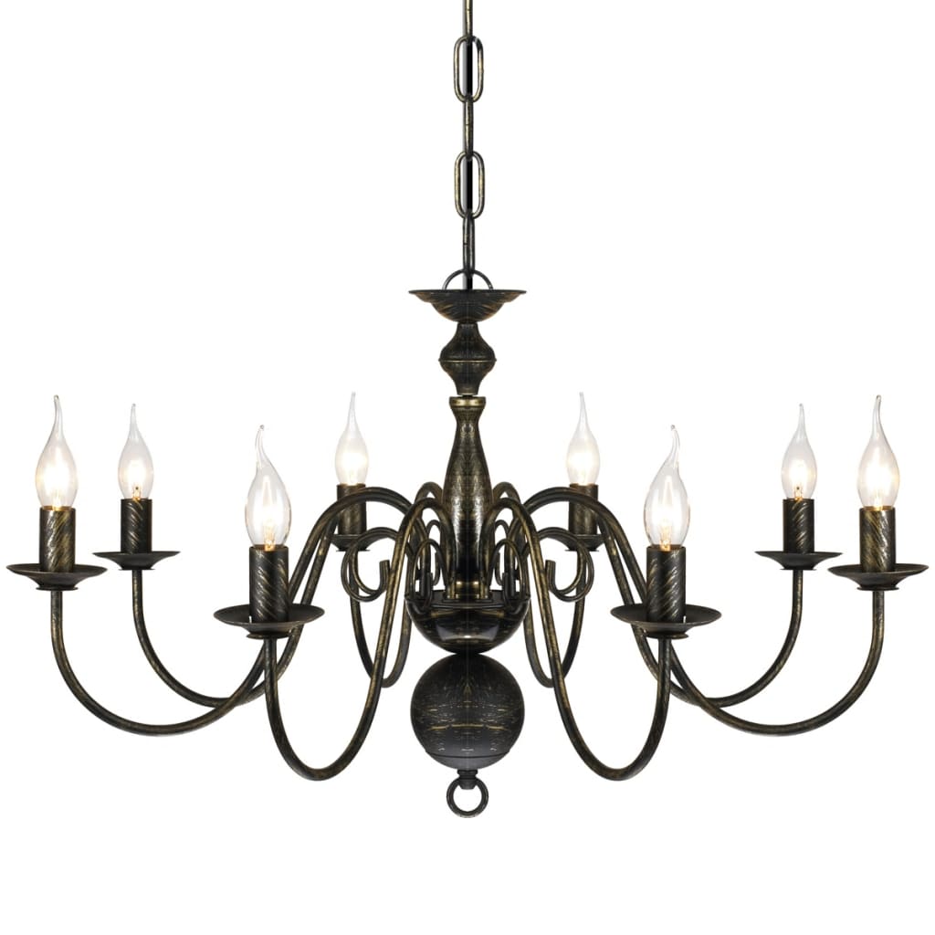 Candelabru alb de metal în stil antichizat, 8 x becuri E14 Candelabru alb de metal în stil antichizat, 8 x becuri E14