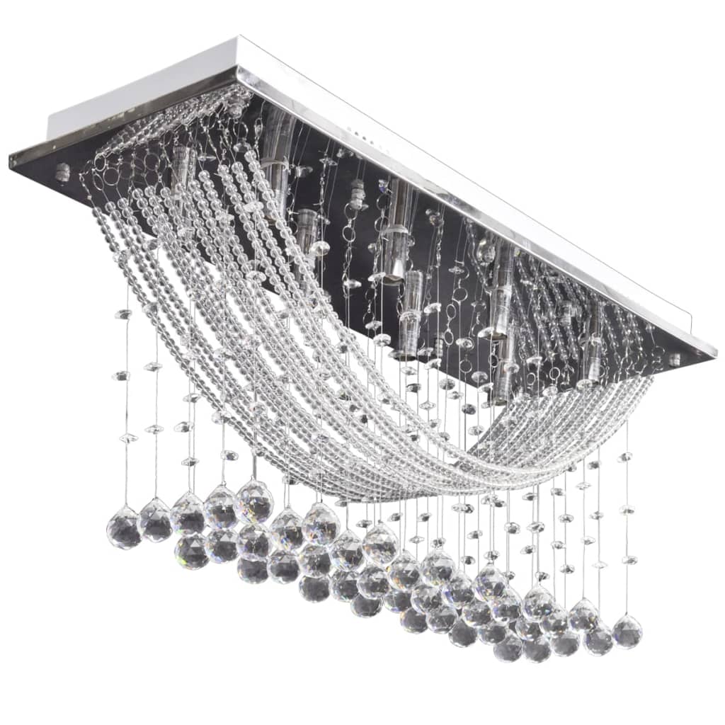 vidaXL Lustră albă cu mărgele de cristal din sticlă 8xG9 29 cm vidaXL Lustră albă cu mărgele de cristal din sticlă 8xG9 29 cm