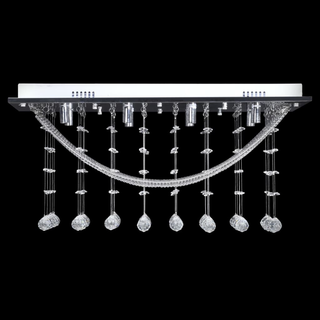 vidaXL Lustră albă cu mărgele de cristal din sticlă 8xG9 29 cm vidaXL Lustră albă cu mărgele de cristal din sticlă 8xG9 29 cm