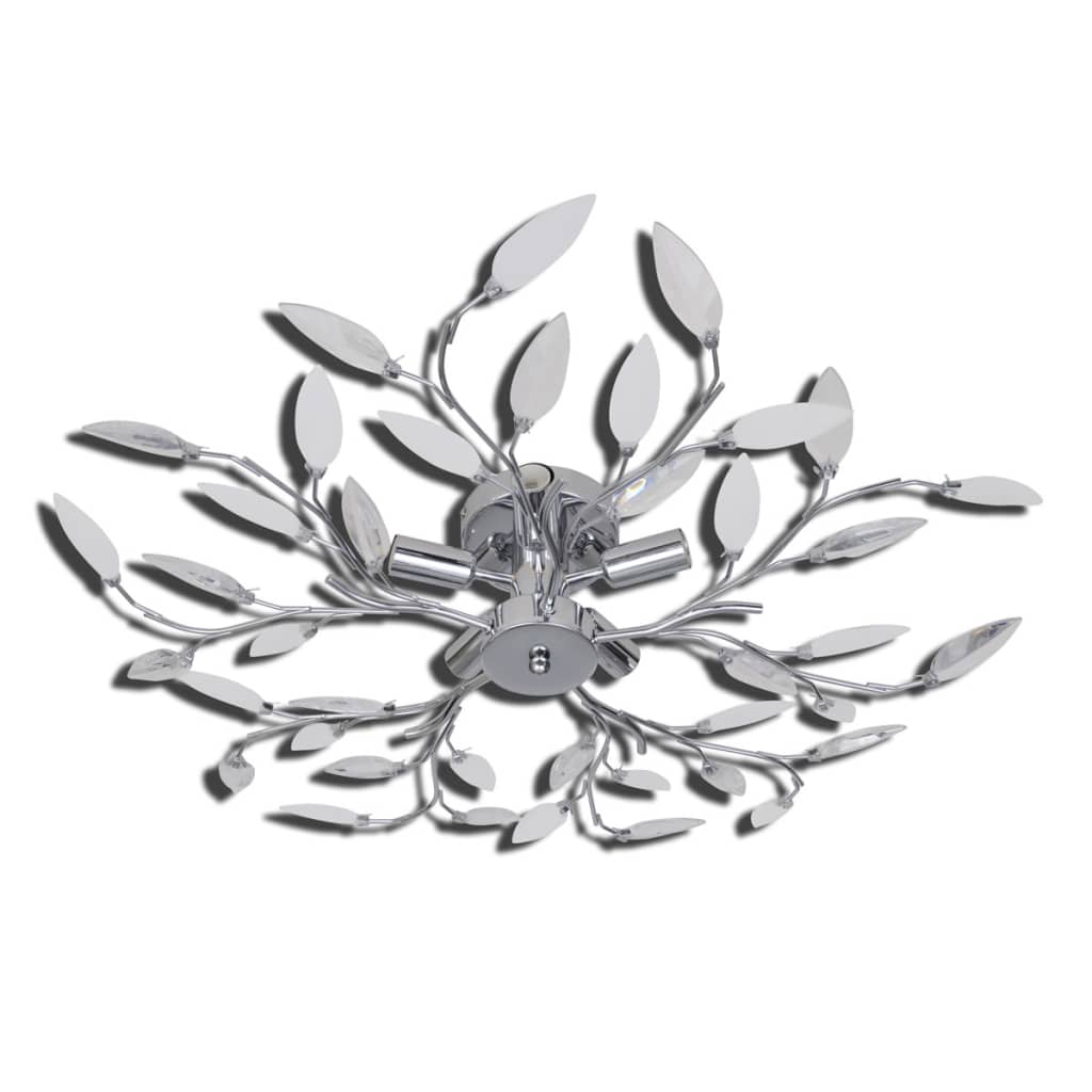 Plafoniera transparentă/albă brațe frunze cristal acrilic 5 becuri E14 Plafoniera transparentă/albă brațe frunze cristal acrilic 5 becuri E14