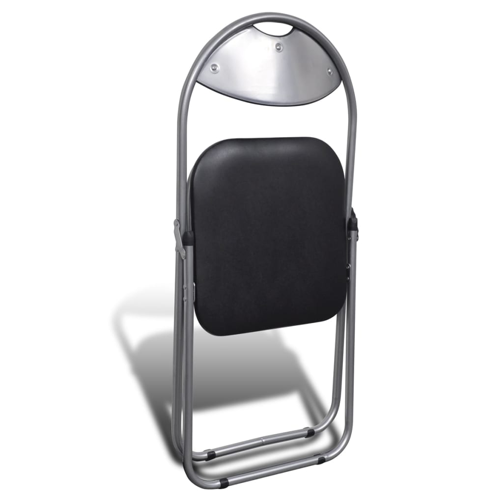 vidaXL Scaune bucătărie pliabile 6 buc, negru, piele ecologică & oțel