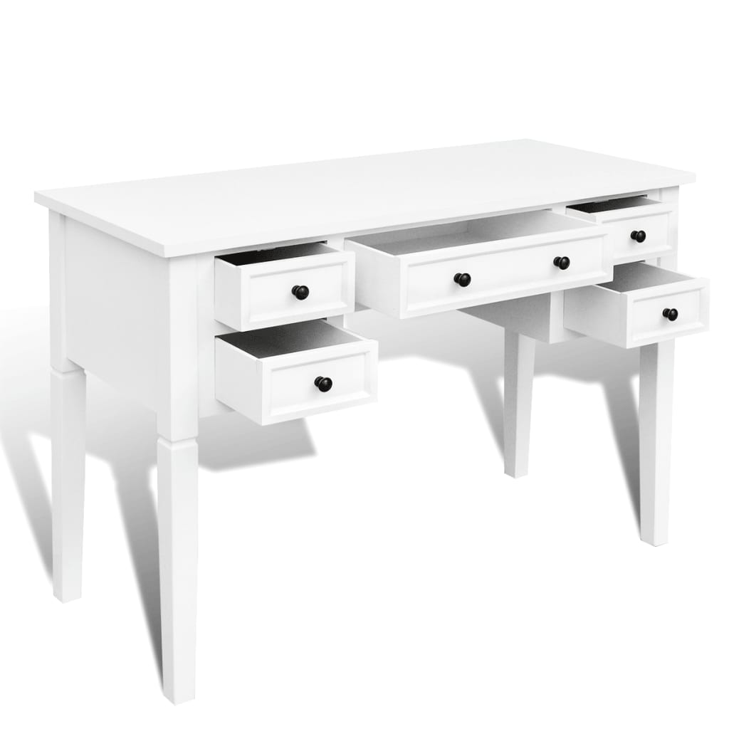 Birou de lucru cu 5 sertare, alb Birou de lucru cu 5 sertare, alb