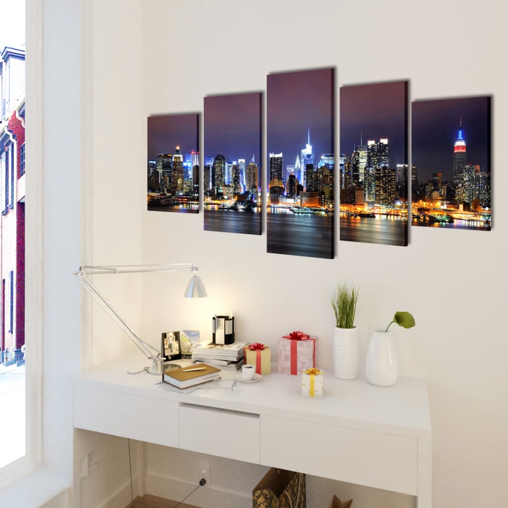 Set de tablouri pânză, colorat, imprimeu New York Skyline, 100x50 cm Set de tablouri pânză, colorat, imprimeu New York Skyline, 100x50 cm