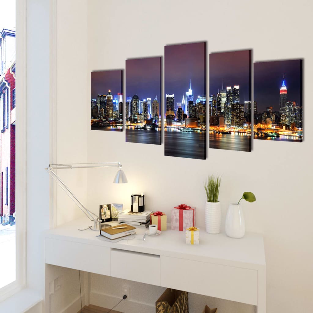 Set tablouri imprimate pe pânză, New York Skyline, 200x100 cm Set tablouri imprimate pe pânză, New York Skyline, 200x100 cm