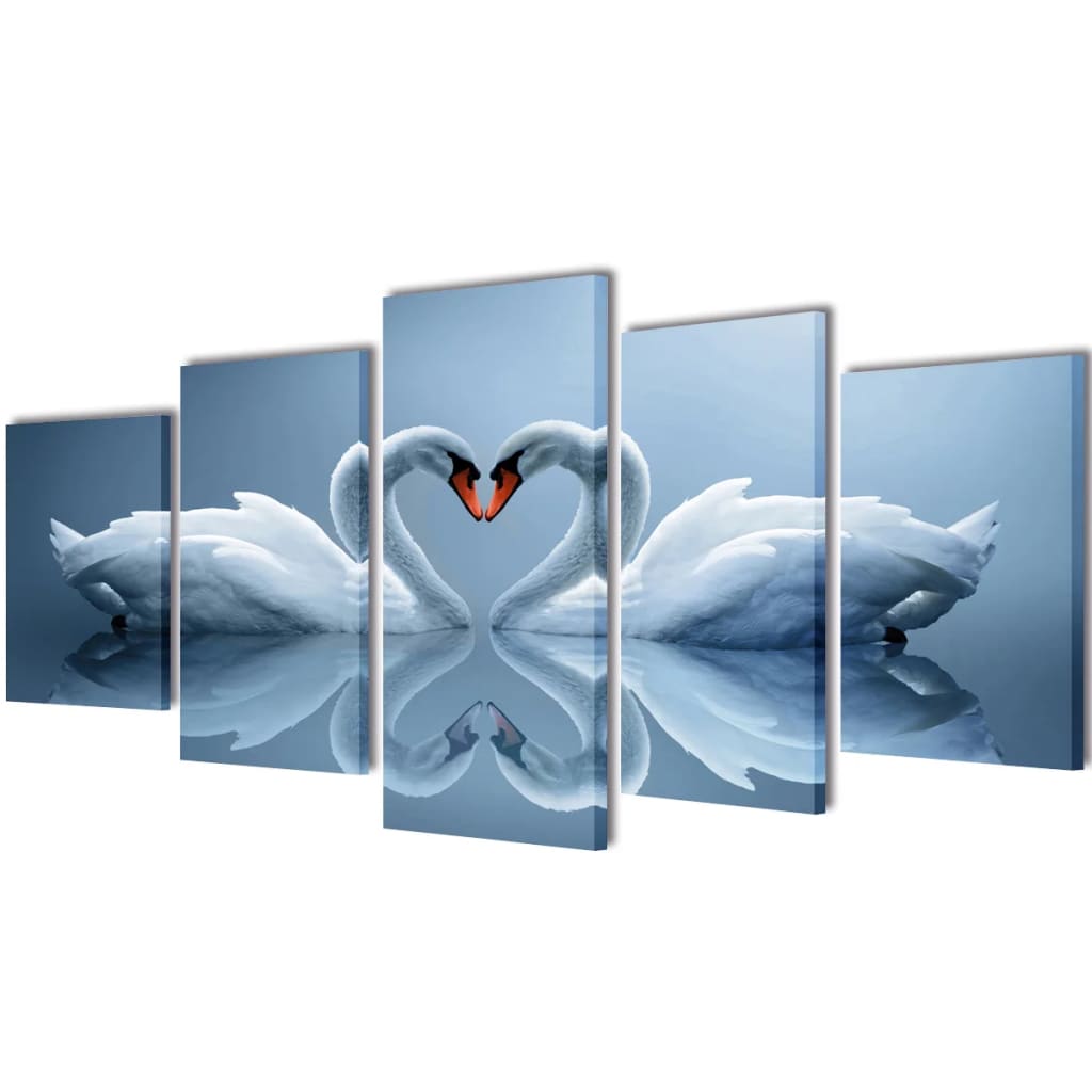 Set tablouri din pânză cu imprimeu lebădă, 200 x 100 cm Set tablouri din pânză cu imprimeu lebădă, 200 x 100 cm