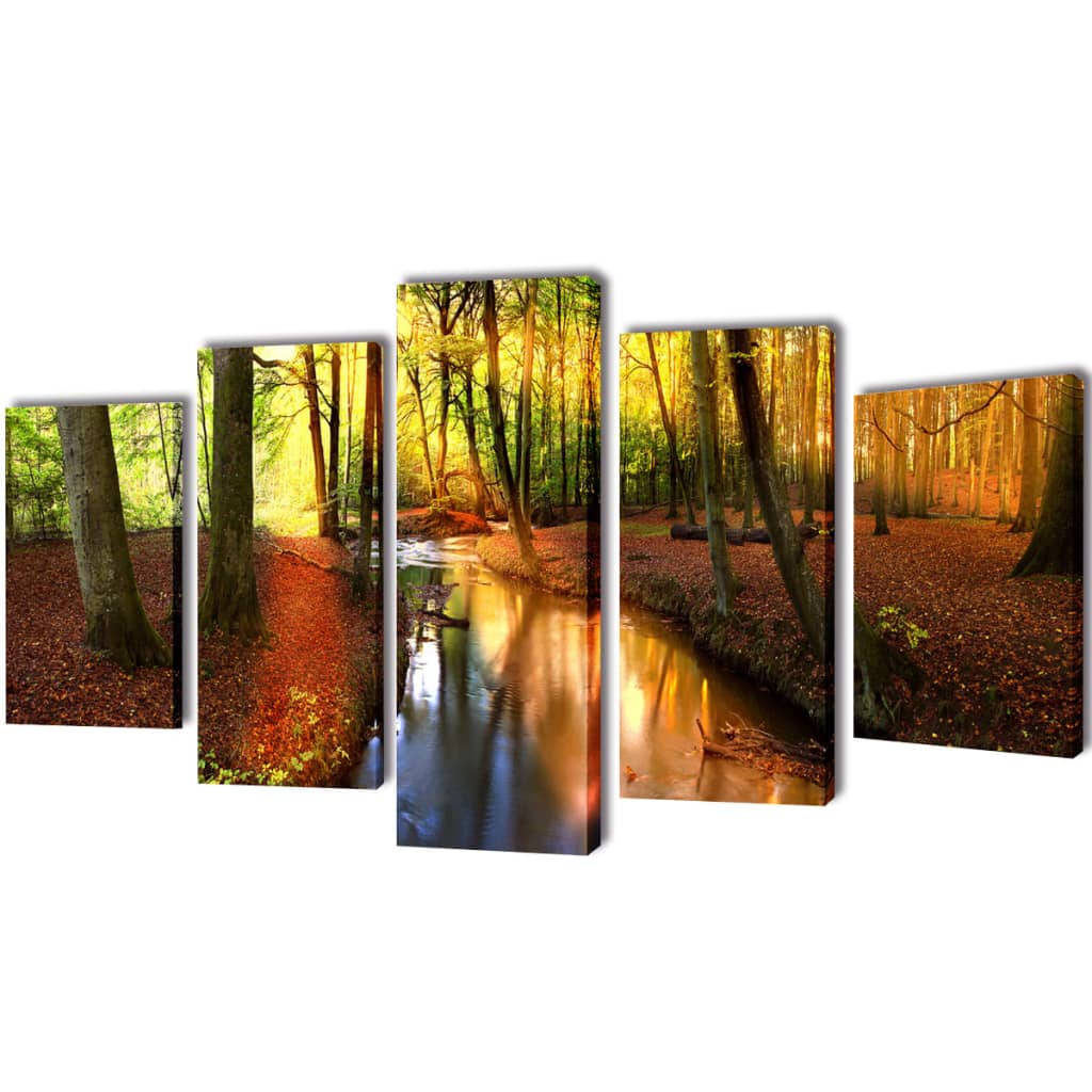 Set tablouri de perete cu imprimeu pădure, 200 x 100 cm Set tablouri de perete cu imprimeu pădure, 200 x 100 cm