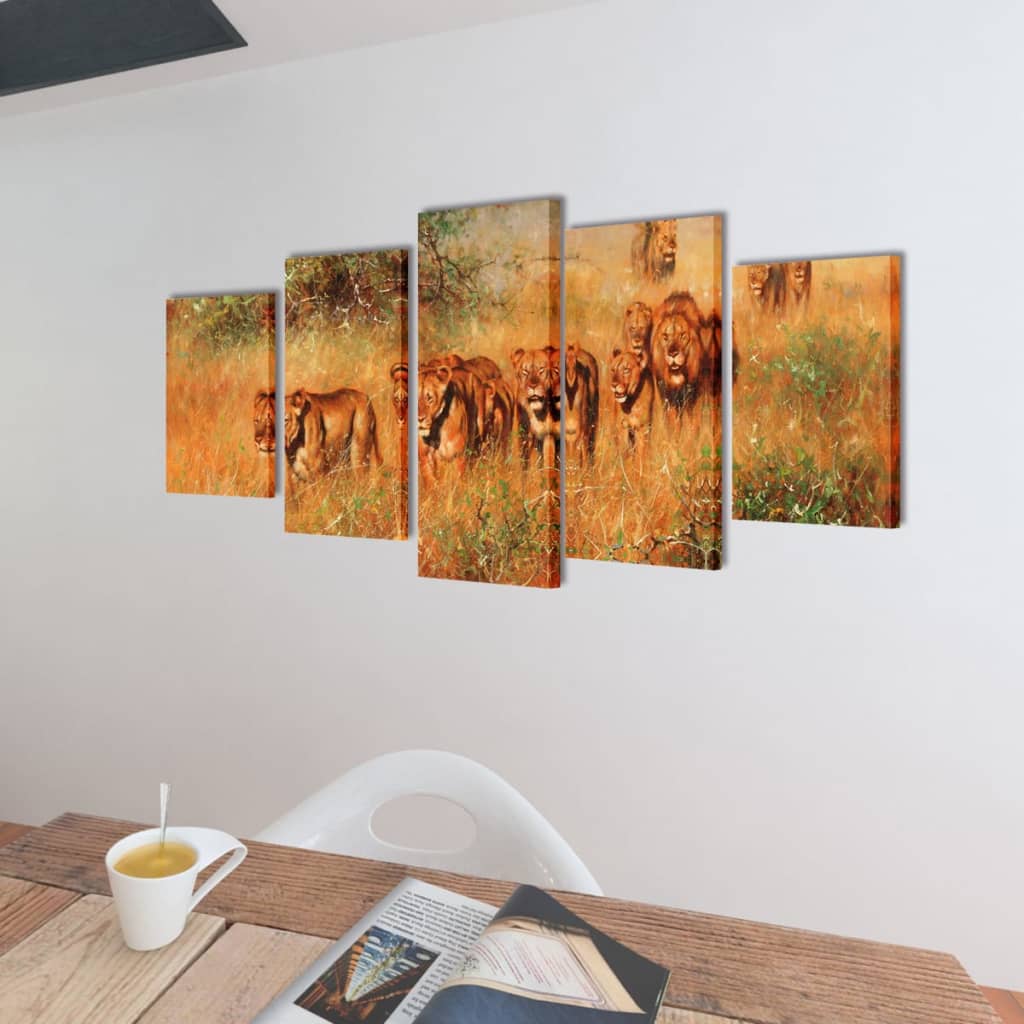 Set de tablouri de pânză imprimate lei 100 x 50 cm Set de tablouri de pânză imprimate lei 100 x 50 cm