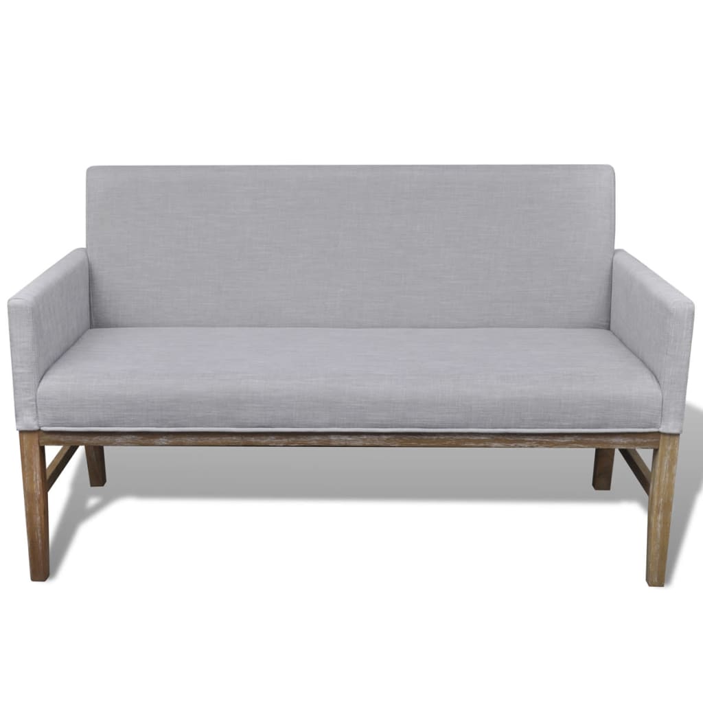 vidaXL Banchetă cu perne căptușite, textil, lemn de hevea, gri deschis vidaXL Banchetă cu perne căptușite, textil, lemn de hevea, gri deschis