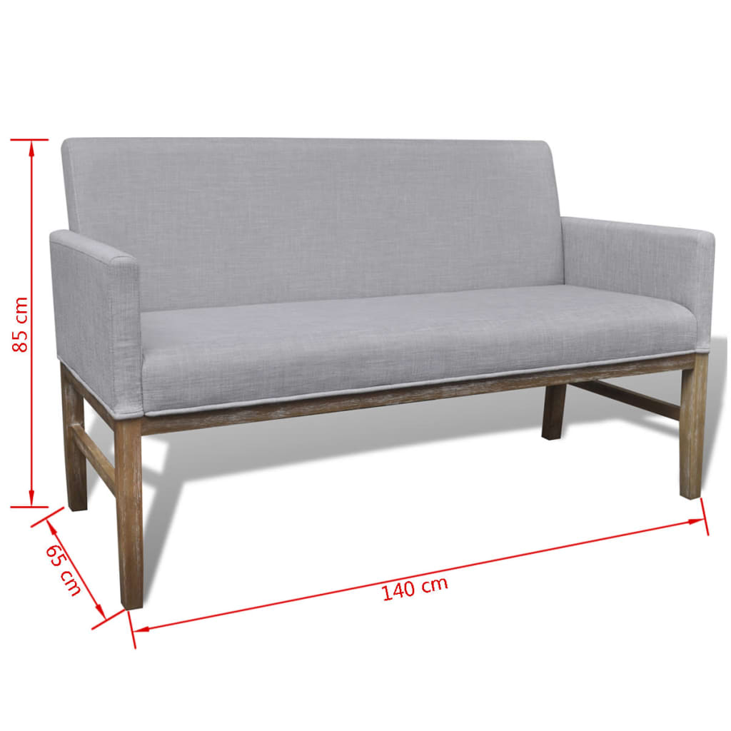 vidaXL Banchetă cu perne căptușite, textil, lemn de hevea, gri deschis vidaXL Banchetă cu perne căptușite, textil, lemn de hevea, gri deschis