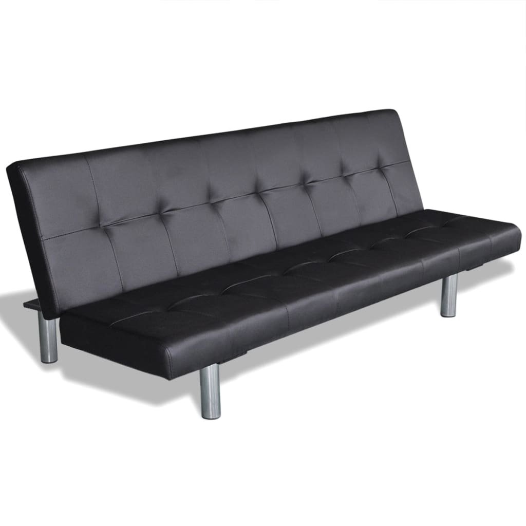 vidaXL Canapea extensibilă 2 perne, piele artificială, reglabilă negru vidaXL Canapea extensibilă 2 perne, piele artificială, reglabilă negru