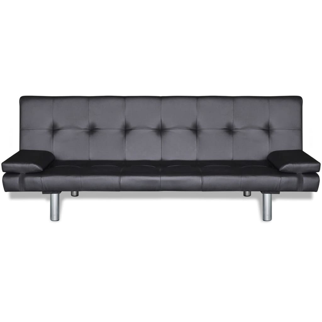 vidaXL Canapea extensibilă 2 perne, piele artificială, reglabilă negru vidaXL Canapea extensibilă 2 perne, piele artificială, reglabilă negru
